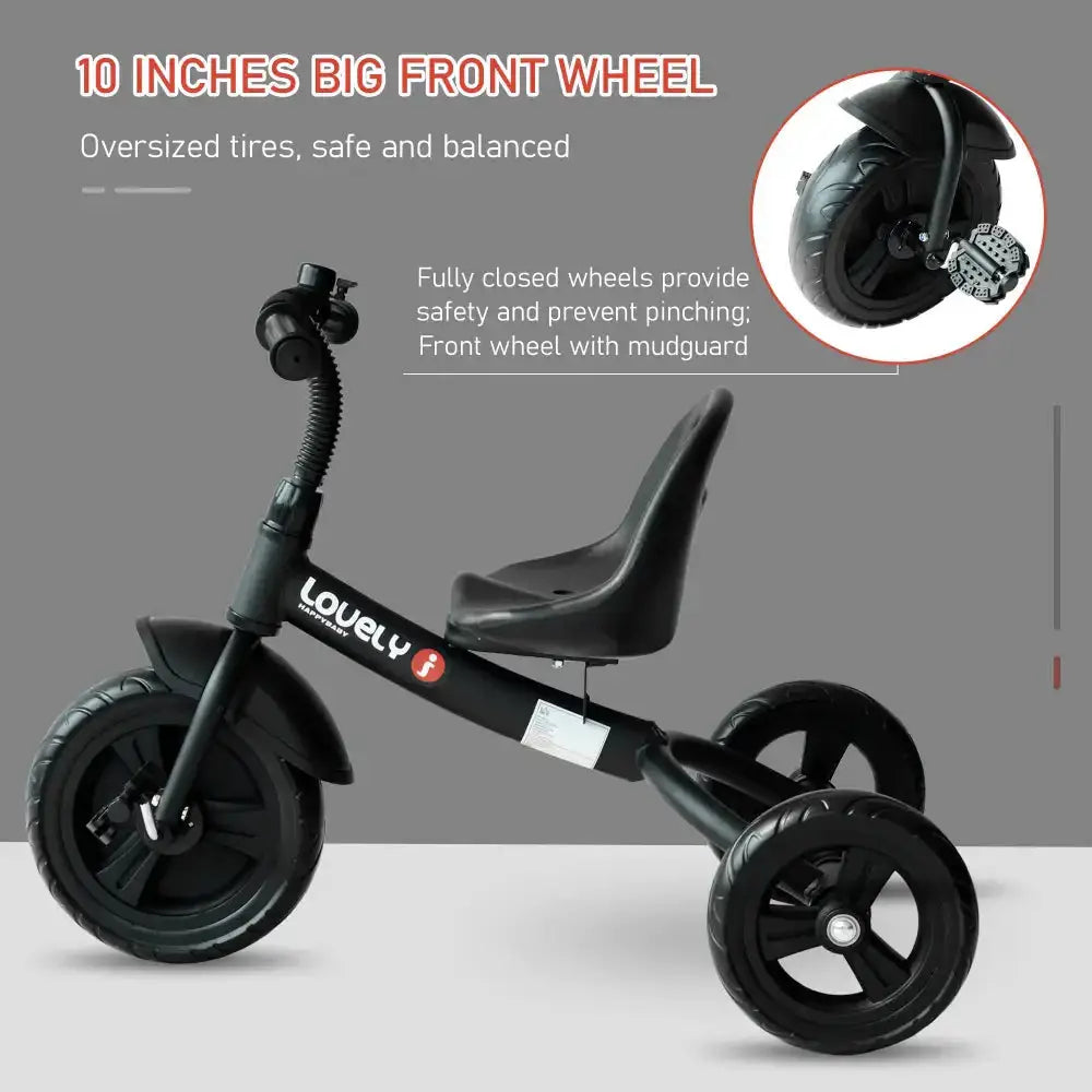 Baby kids children toddler tricycle ride on trike w/ 3 wheels black Nexellus