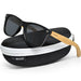 Bamboo wood classic style sunglasses with black polarized lenses - Nexellus