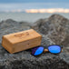 Bamboo wood classic style sunglasses with blue mirrored