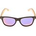 Bamboo wood classic style sunglasses with blue mirrored