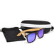 Bamboo wood classic style sunglasses with blue mirrored