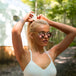 Bamboo wood panto sunglasses with clear transparent frame