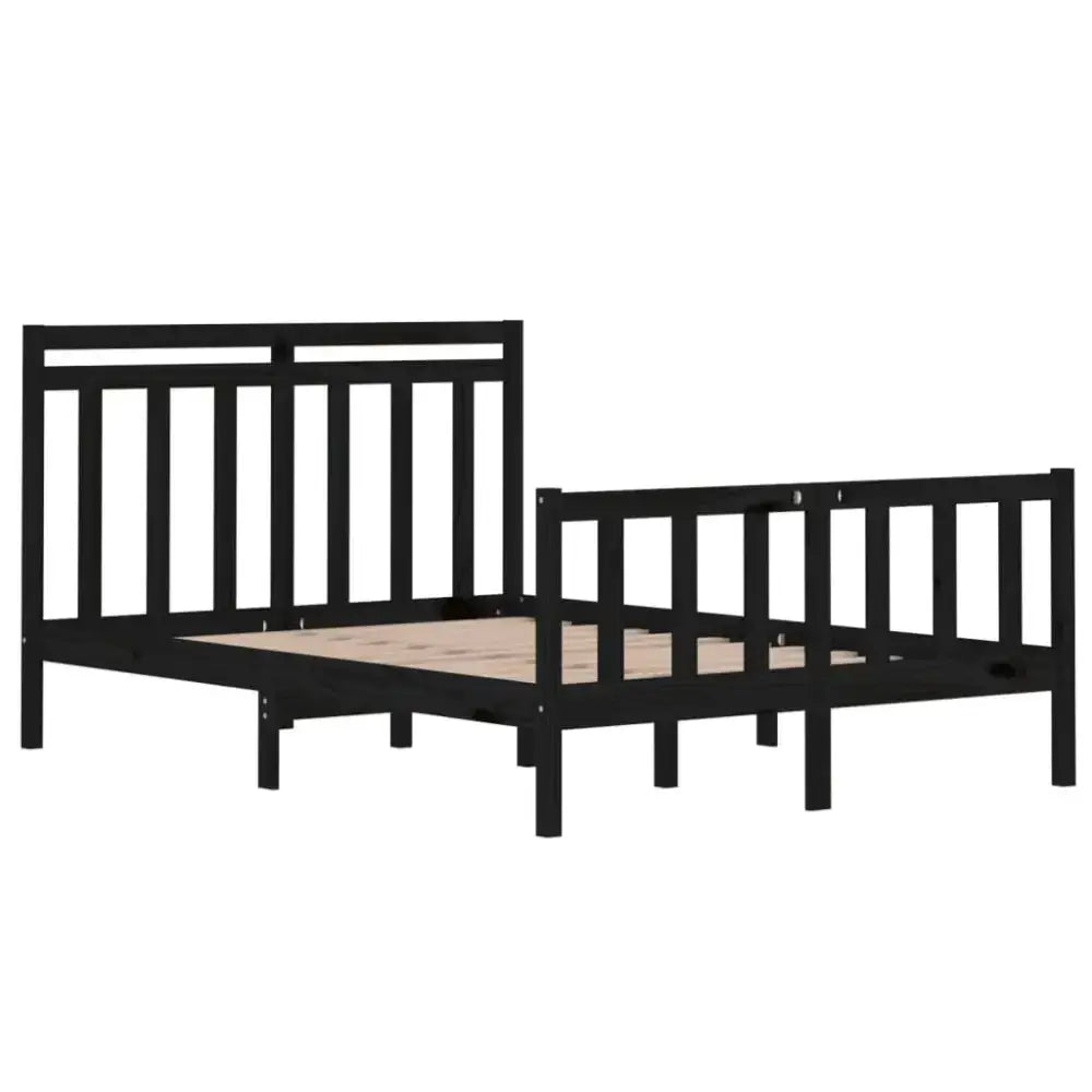 Bed frame black solid wood 140x190 cm Nexellus