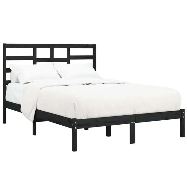 Bed frame black solid wood 140x200 cm Nexellus