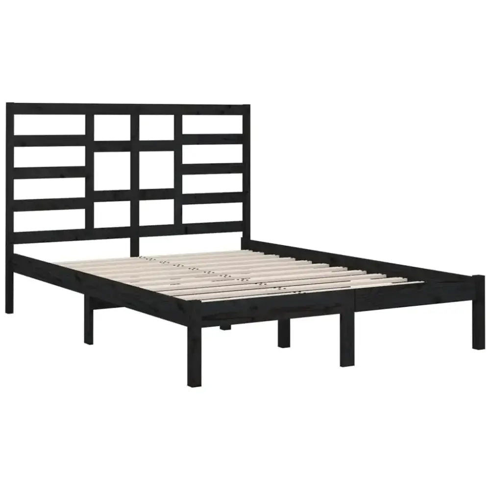 Bed frame black solid wood 140x200 cm Nexellus