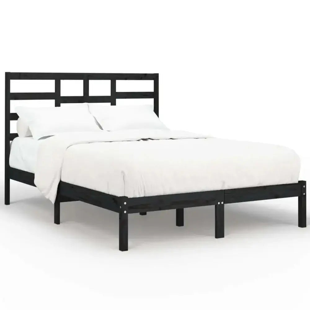 Bed frame black solid wood 140x200 cm Nexellus