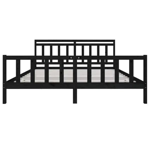 Bed frame black solid wood 200x200 cm Nexellus