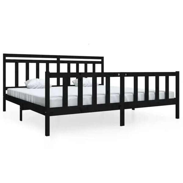 Bed frame black solid wood 200x200 cm Nexellus