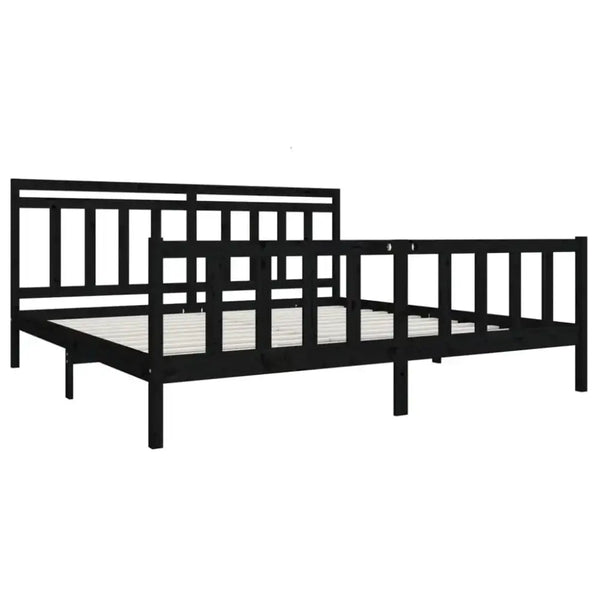 Bed frame black solid wood 200x200 cm Nexellus