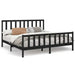 Bed frame black solid wood pine 200x200 cm Nexellus