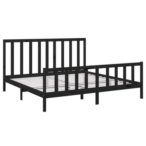 Bed frame black solid wood pine 200x200 cm Nexellus