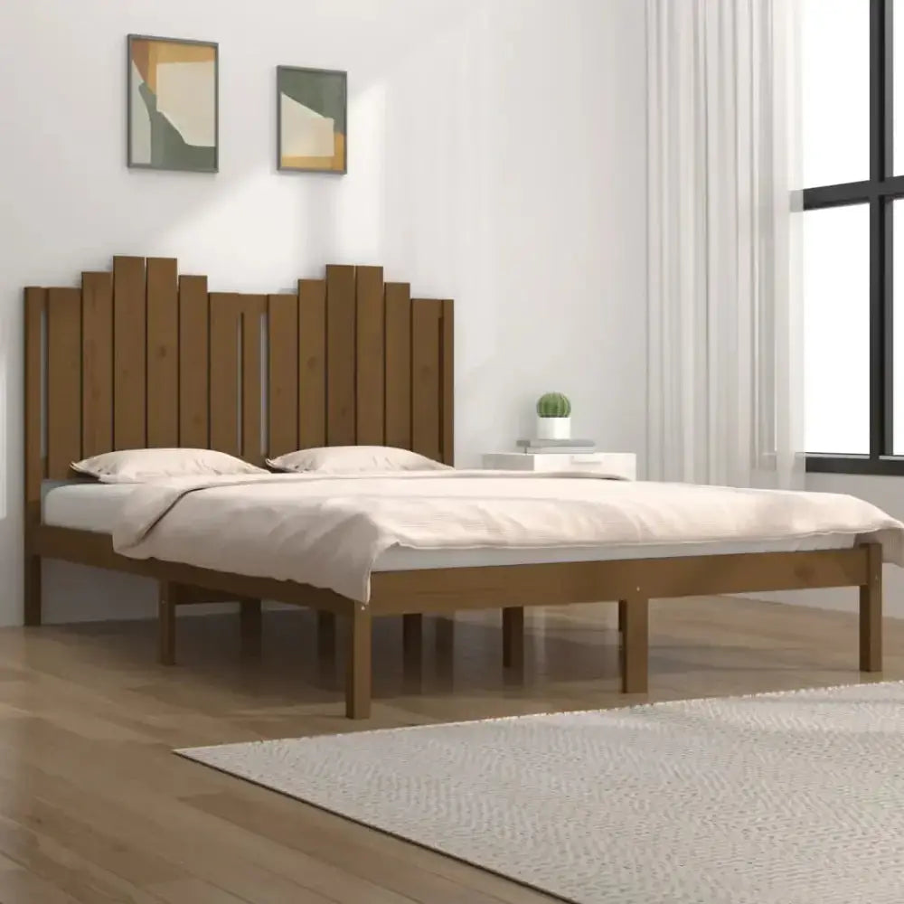 Bed frame honey brown solid wood pine 120x200 cm Nexellus