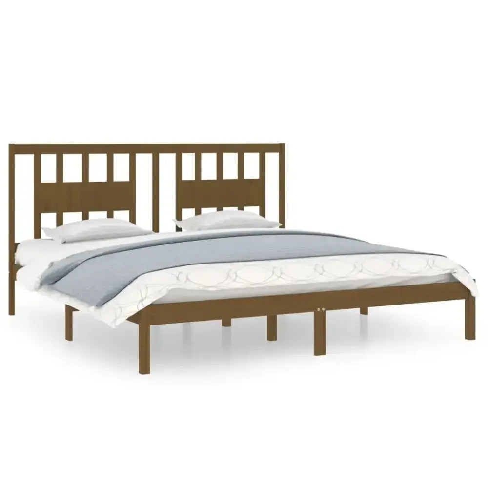 Bed frame honey brown solid wood pine 200x200 cm Nexellus