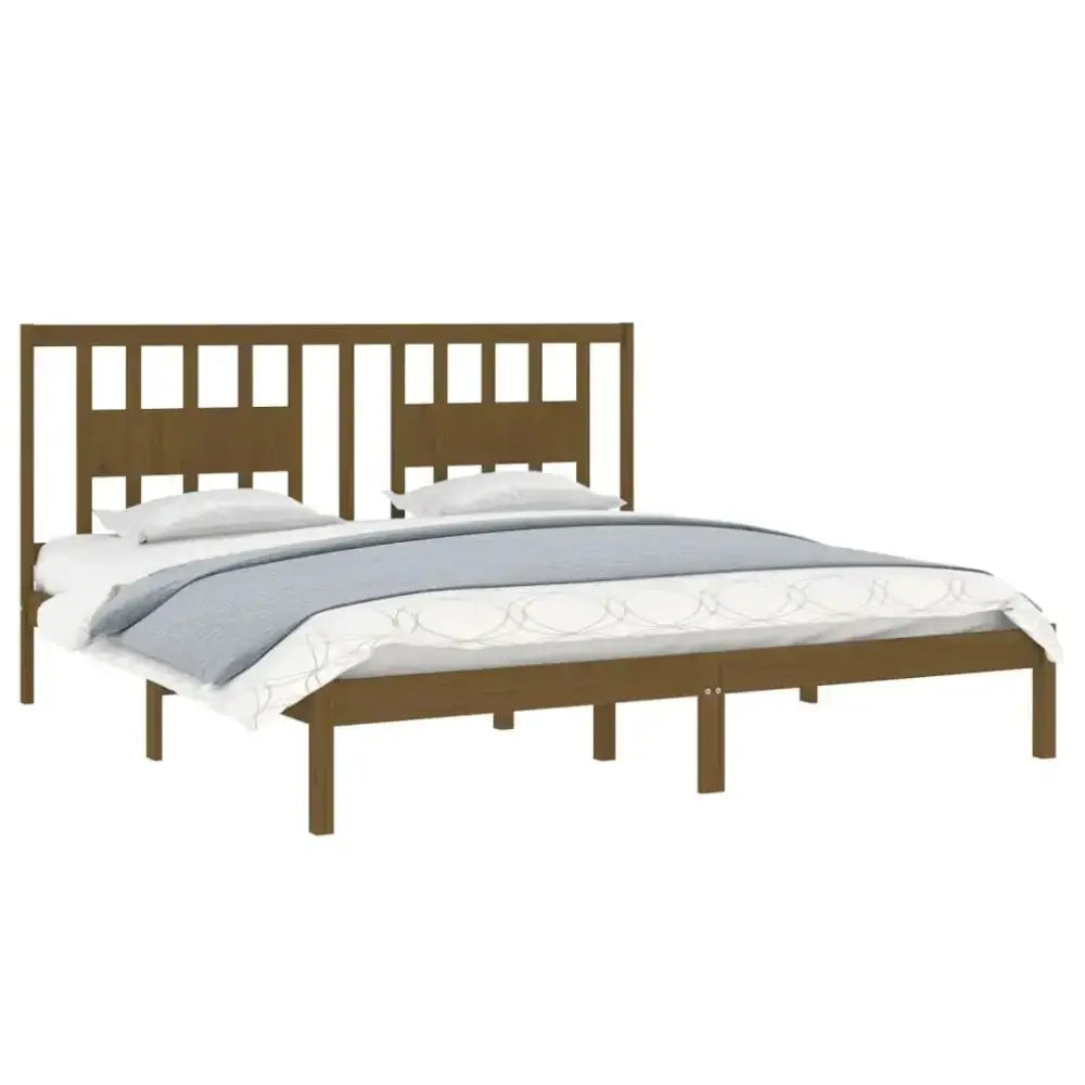 Bed frame honey brown solid wood pine 200x200 cm Nexellus