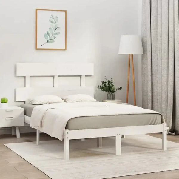 Bed frame white solid wood 120x200 cm Nexellus