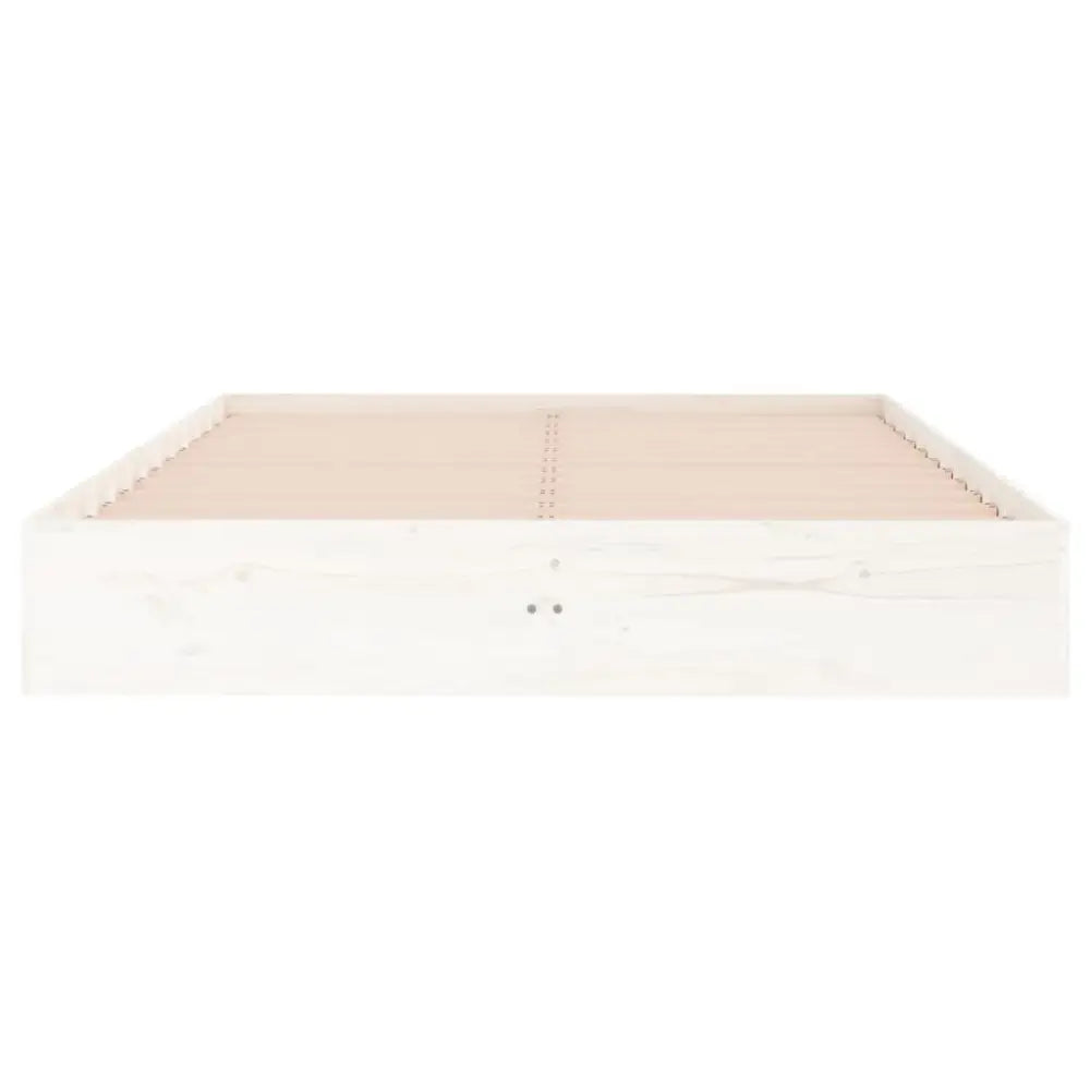 Bed Frame White Solid Wood 140x190 cm Nexellus