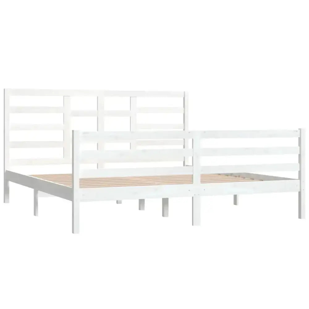 Bed frame white solid wood 180x200 cm 6ft super king Nexellus