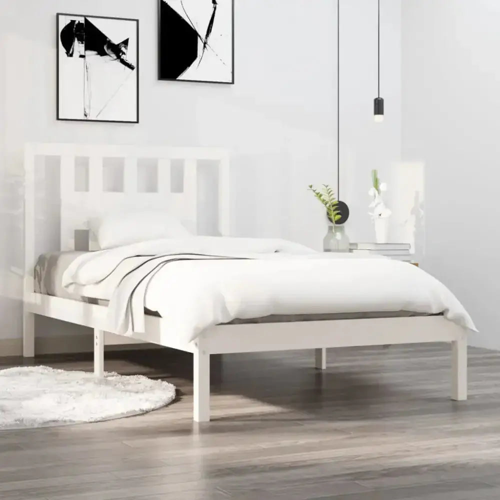 Bed frame white solid wood pine 90x200 cm Nexellus