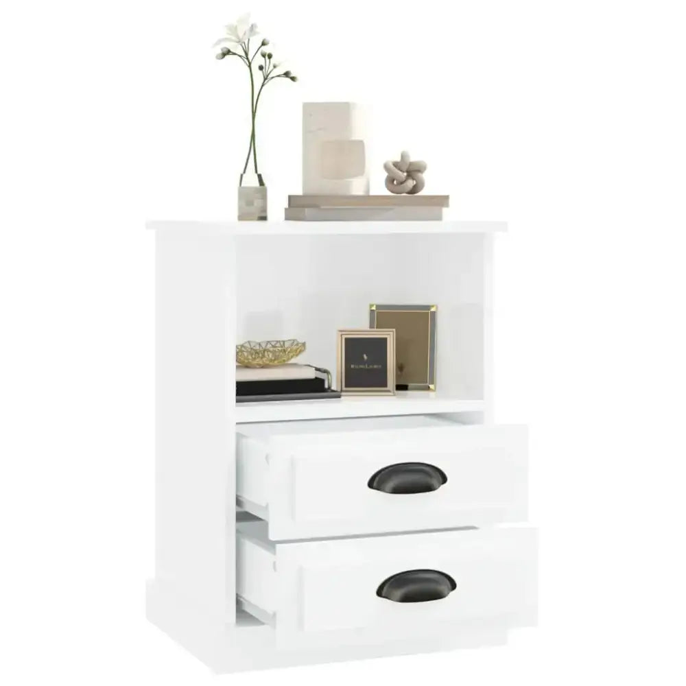 Bedside cabinet high gloss white 43x36x60 cm Nexellus