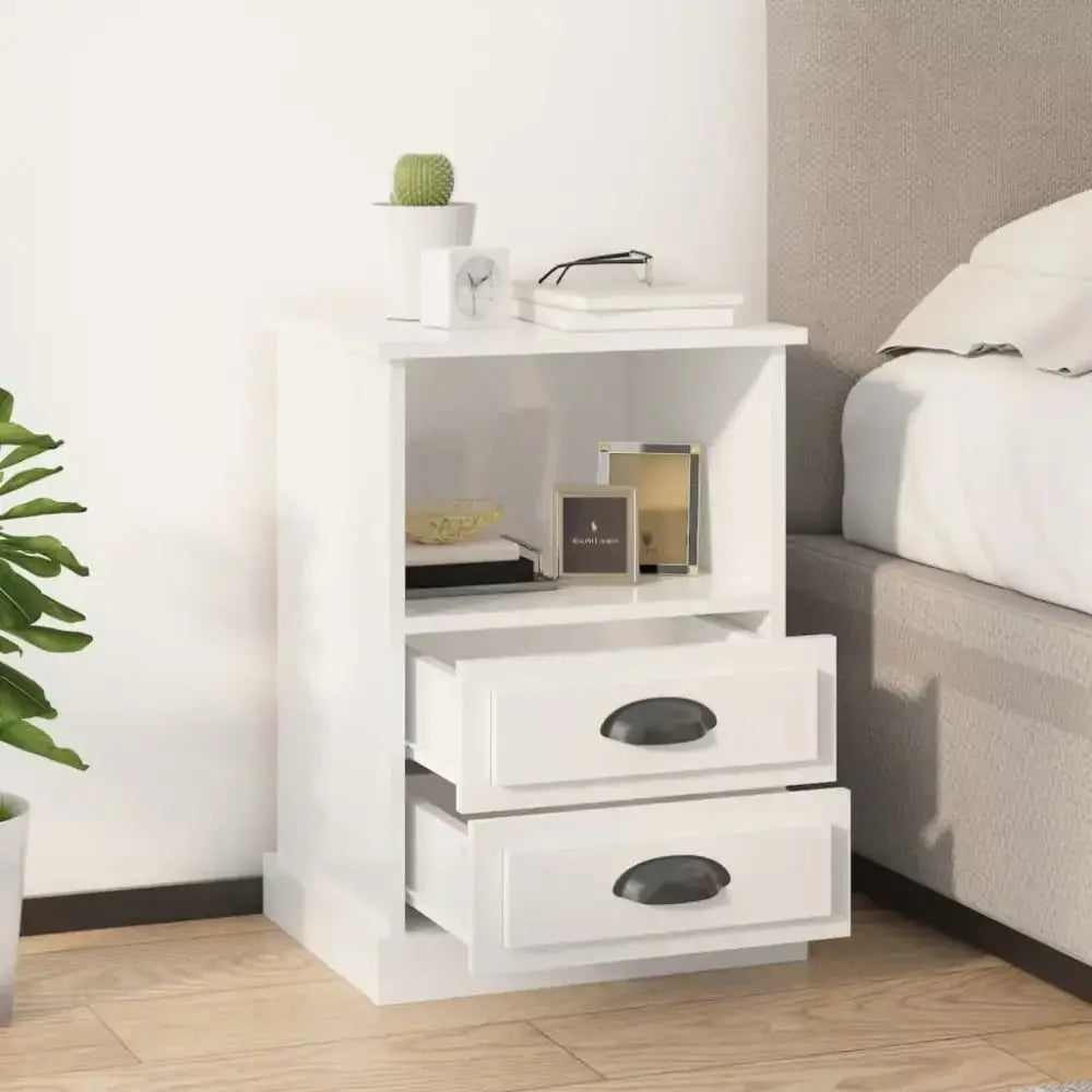 Bedside cabinet high gloss white 43x36x60 cm Nexellus