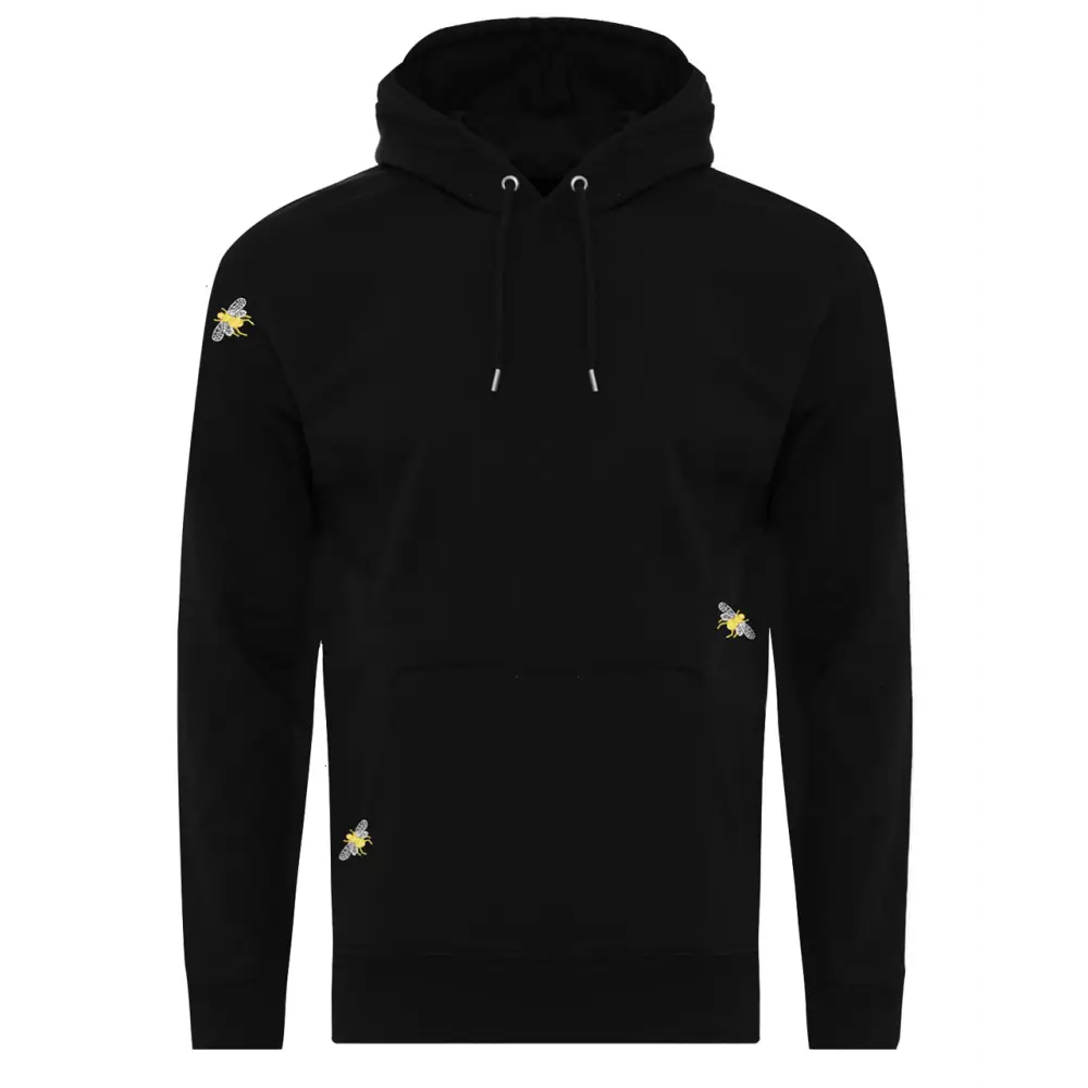 Bee Embroidered Hoodie Black Men - Nexellus