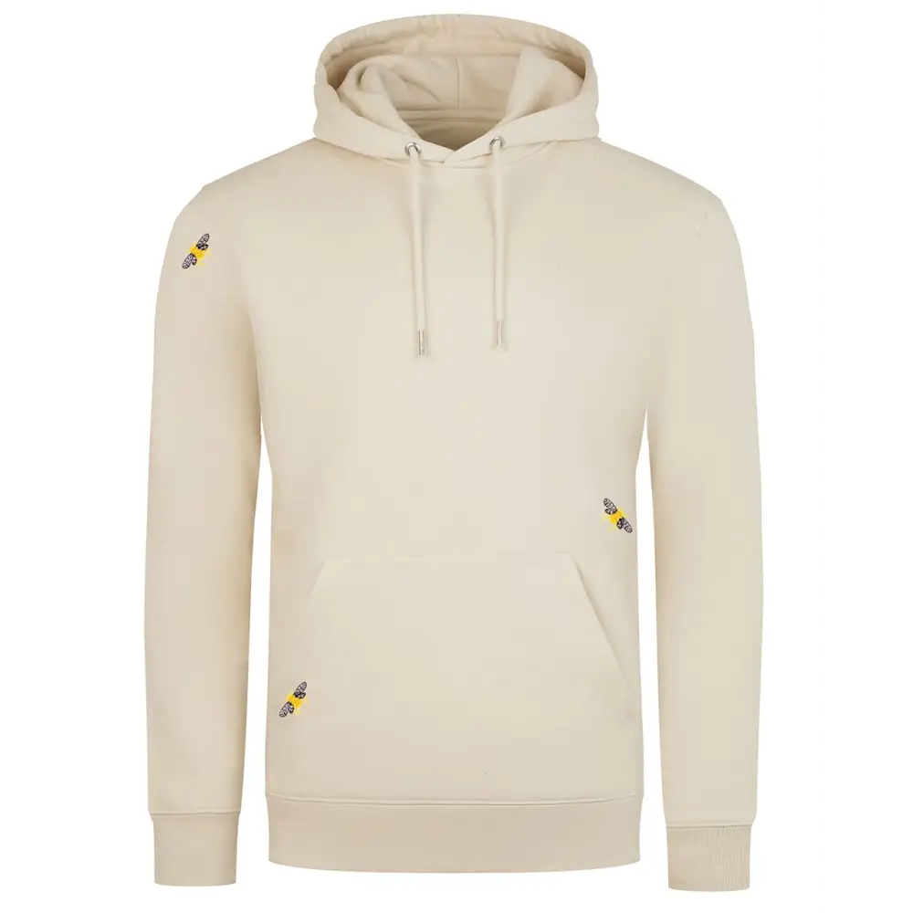 Bee Embroidered Hoodie Ecru Men - Nexellus