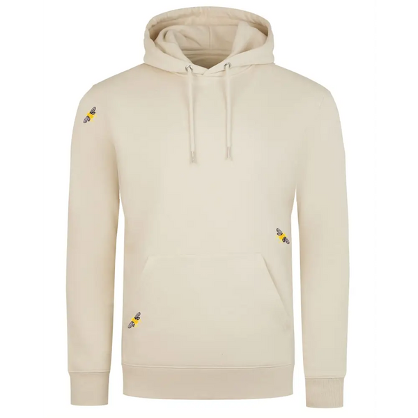 Bee Embroidered Hoodie Ecru Men - Nexellus