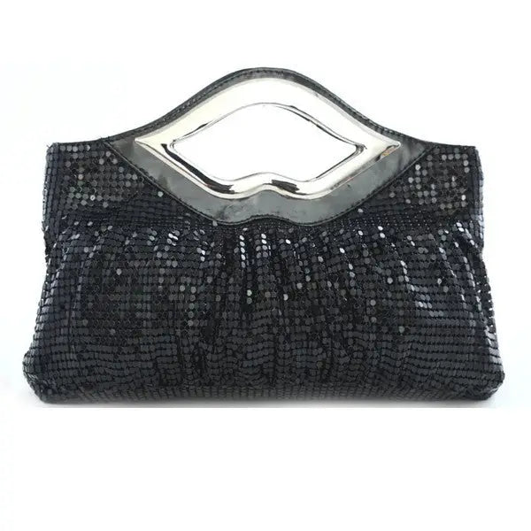 Big lips banquet clutch in 4 shiny and matt colors - BLACK