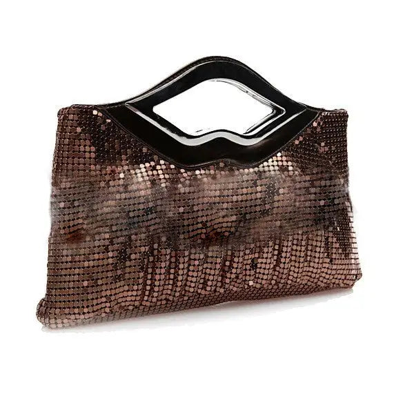 Big lips banquet clutch in 4 shiny and matt colors - BRONZE