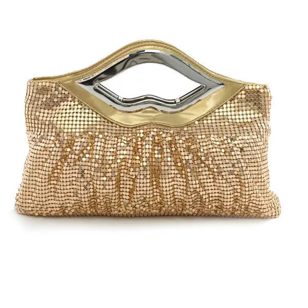 Big lips banquet clutch in 4 shiny and matt colors - GOLDEN