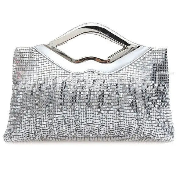 Big lips banquet clutch in 4 shiny and matt colors - SILVERY