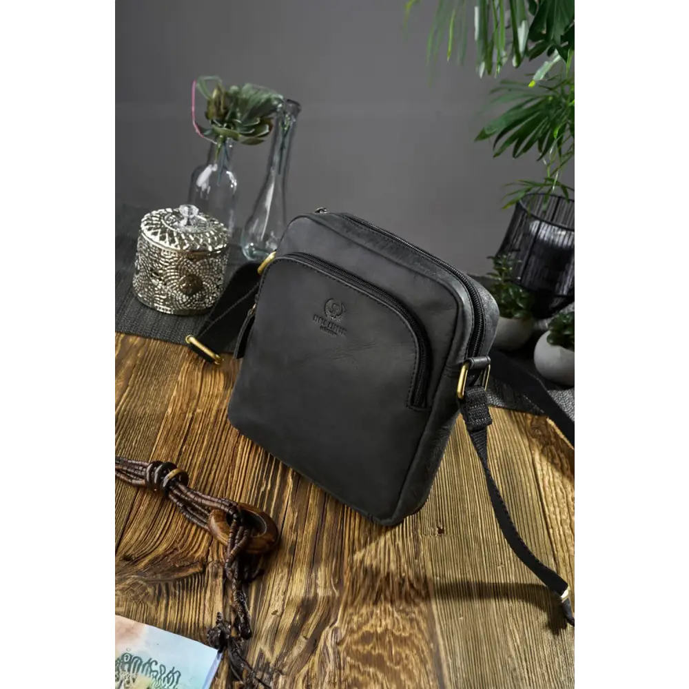 Black - natural leather bag model 191536 galanter - Natural