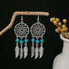 Boho dream catcher feather tassel earrings Nexellus