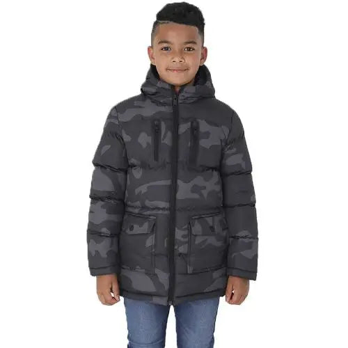 Boys brave soul oakwood camo padded school jacket