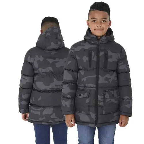 Boys brave soul oakwood camo padded school jacket - Black