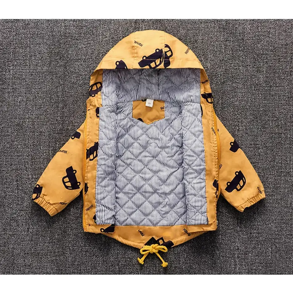 Boys jacket kids thick warm cartoon cars hooded coat Nexellus