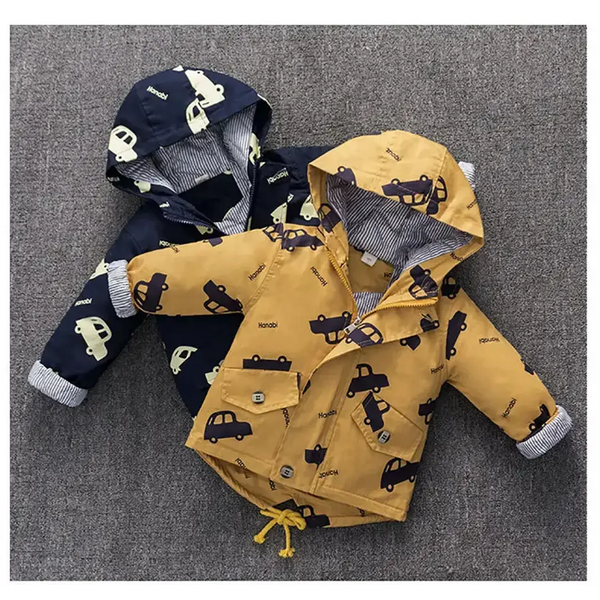 Boys jacket kids thick warm cartoon cars hooded coat Nexellus