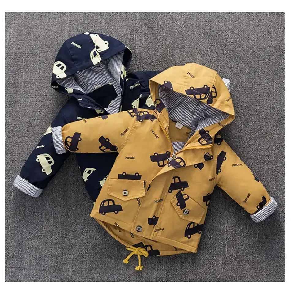 Boys jacket kids thick warm cartoon cars hooded coat Nexellus