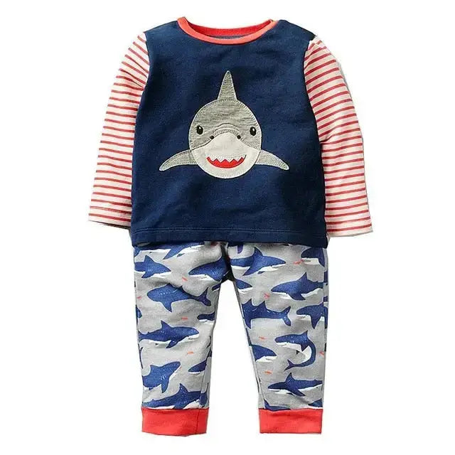 Boys set with animal applique sweatshirt & pant children clothing sets Nexellus