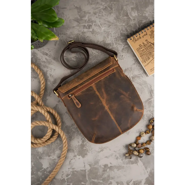 Brown - natural leather bag model 191537 galanter - Natural