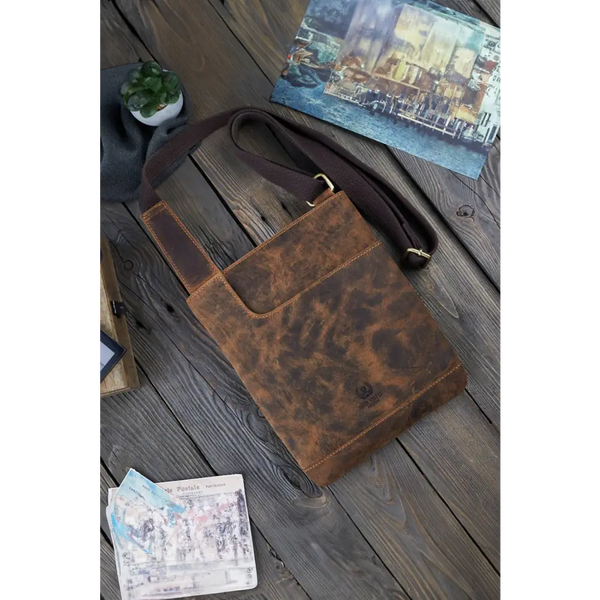 Brown - natural leather bag model 191538 galanter - Natural