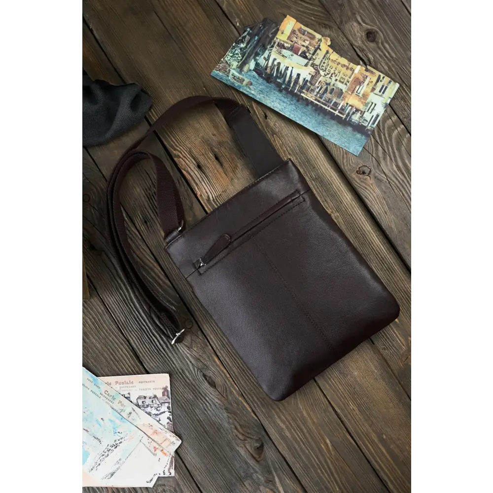 Brown - natural leather bag model 191539 galanter - Natural