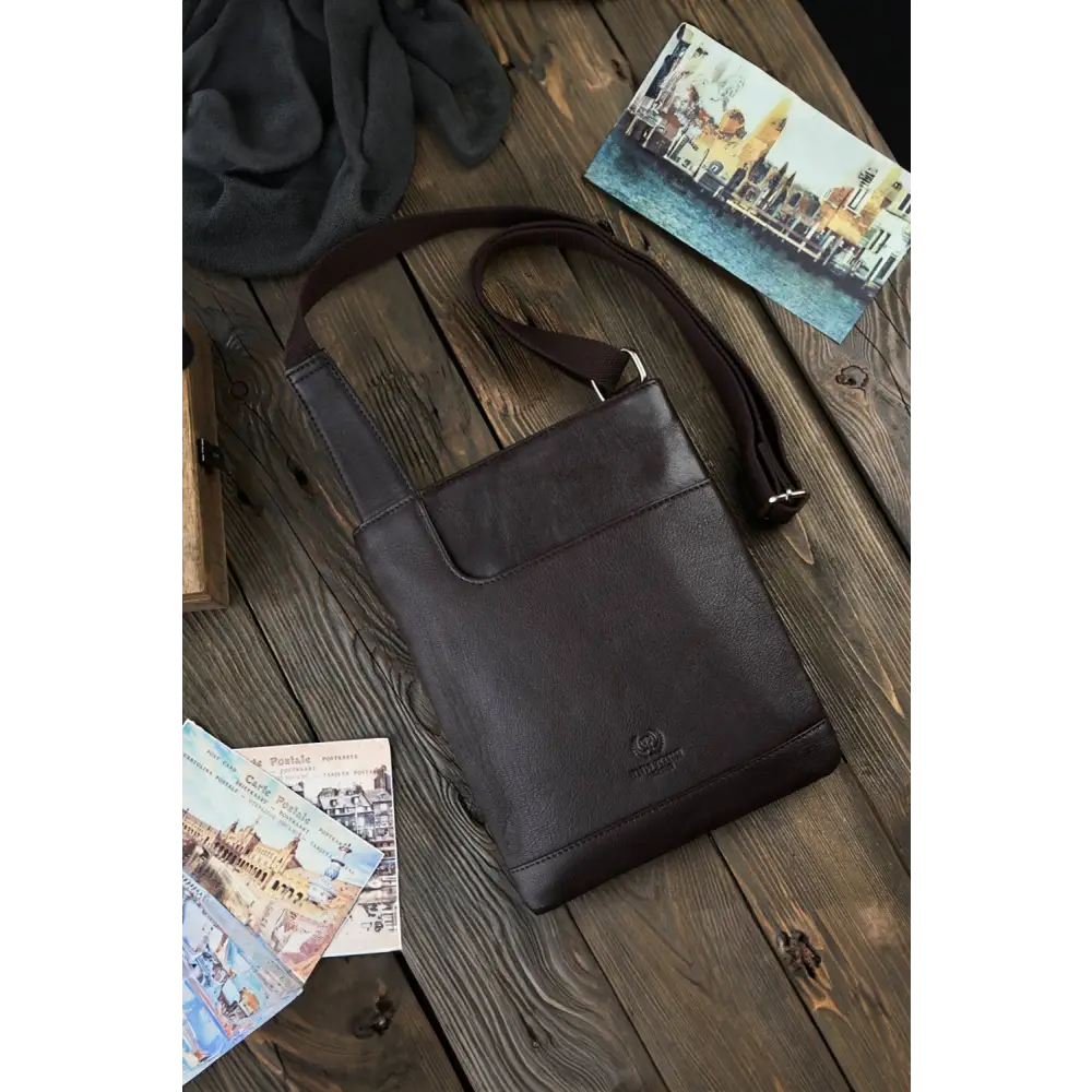 Brown - natural leather bag model 191539 galanter - Natural