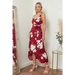 Cami wrap midi dress in red floral print