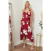 Cami wrap midi dress in red floral print