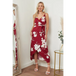 Cami wrap midi dress in red floral print