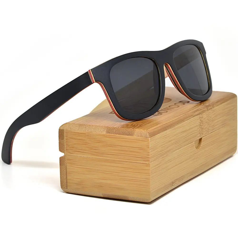 Canadian multi layer black maple wood sunglasses - bamboo