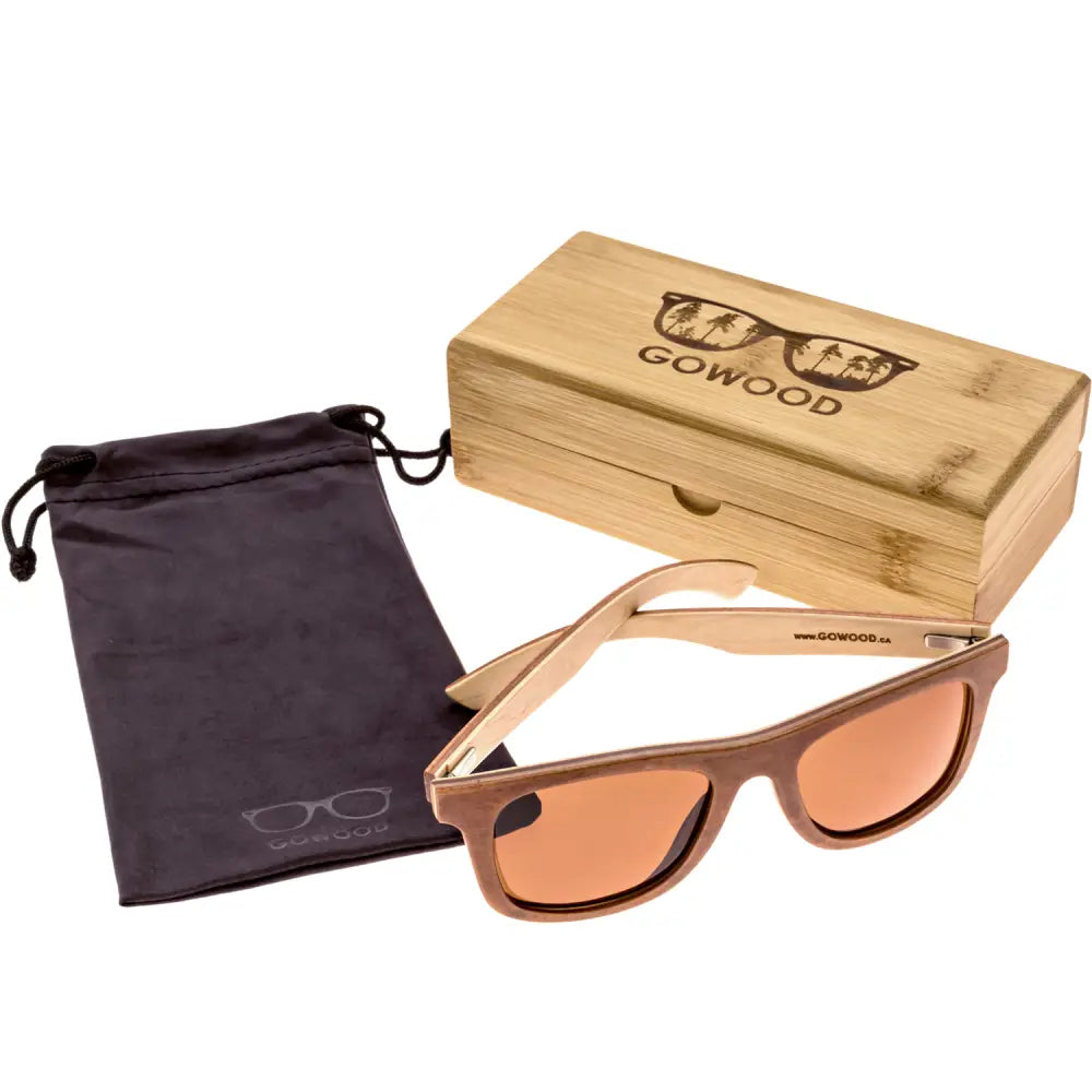 Canadian multi layer brown maple wood sunglasses