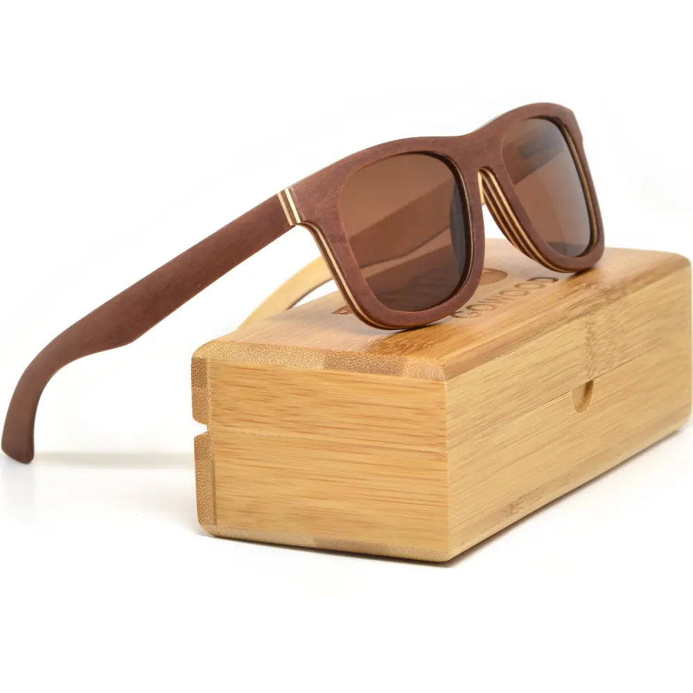 Canadian multi layer brown maple wood sunglasses - bamboo