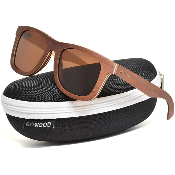 Canadian multi layer brown maple wood sunglasses - hard